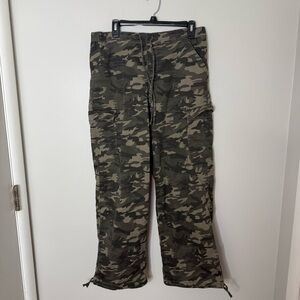 Vanilla Star Women’s/Juniors Large Camo Cargo Wide Leg Drawstring Pants Y2K
